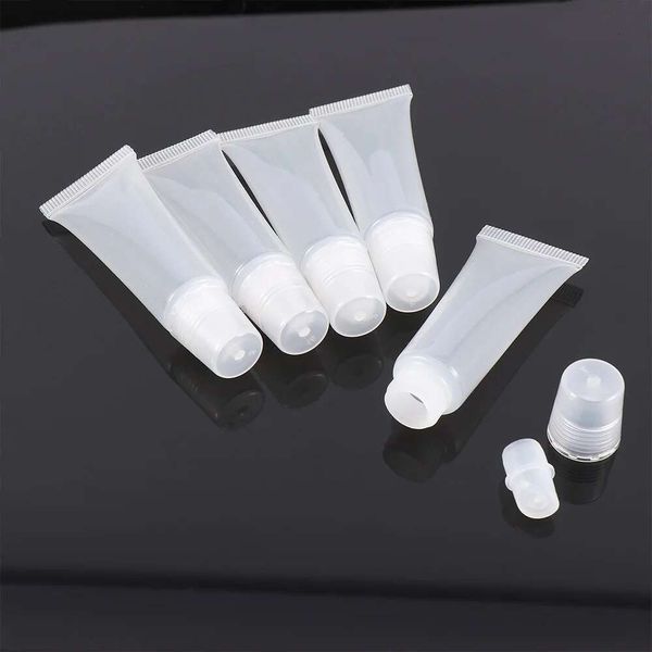 5Pcs 10Ml Empty Lip Gloss Tubes Balm Sunscreen Cream Clear Cosmetic Containers Squeeze Dispensing Bottle Makeup Tools