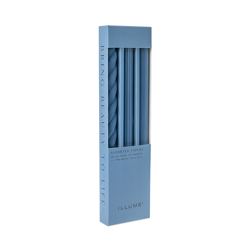 Illume Assorted Blue Candle Tapers 3-Pack, 7.65 oz.