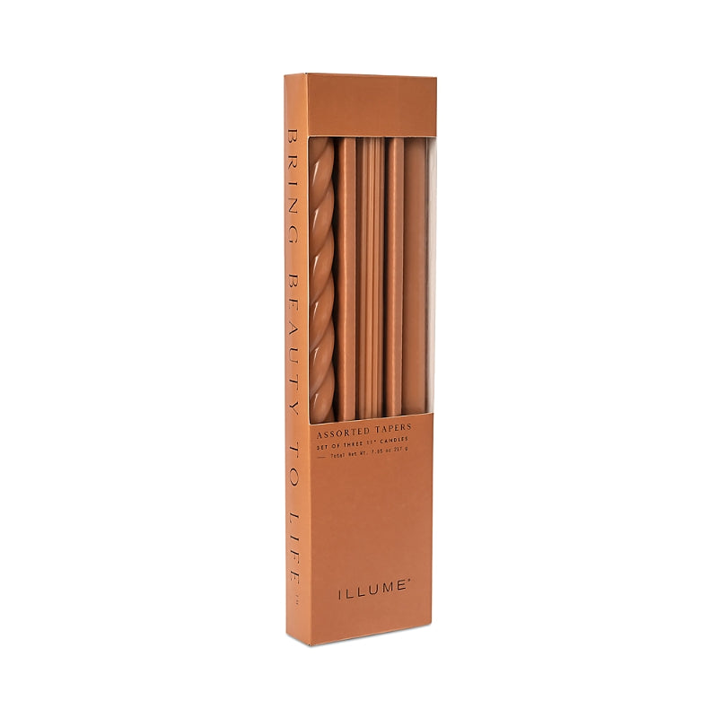 Illume Assorted Burnt Orange Candle Tapers 3-pack, 7.65 oz.