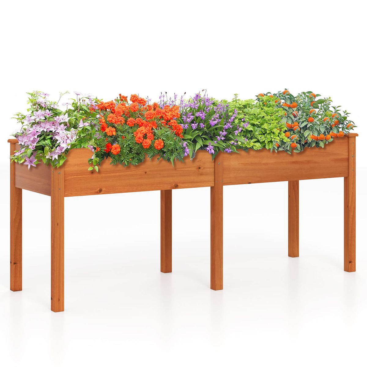 Outdoor Raised Garden Planter Box - Raised Garden Bed-Brown