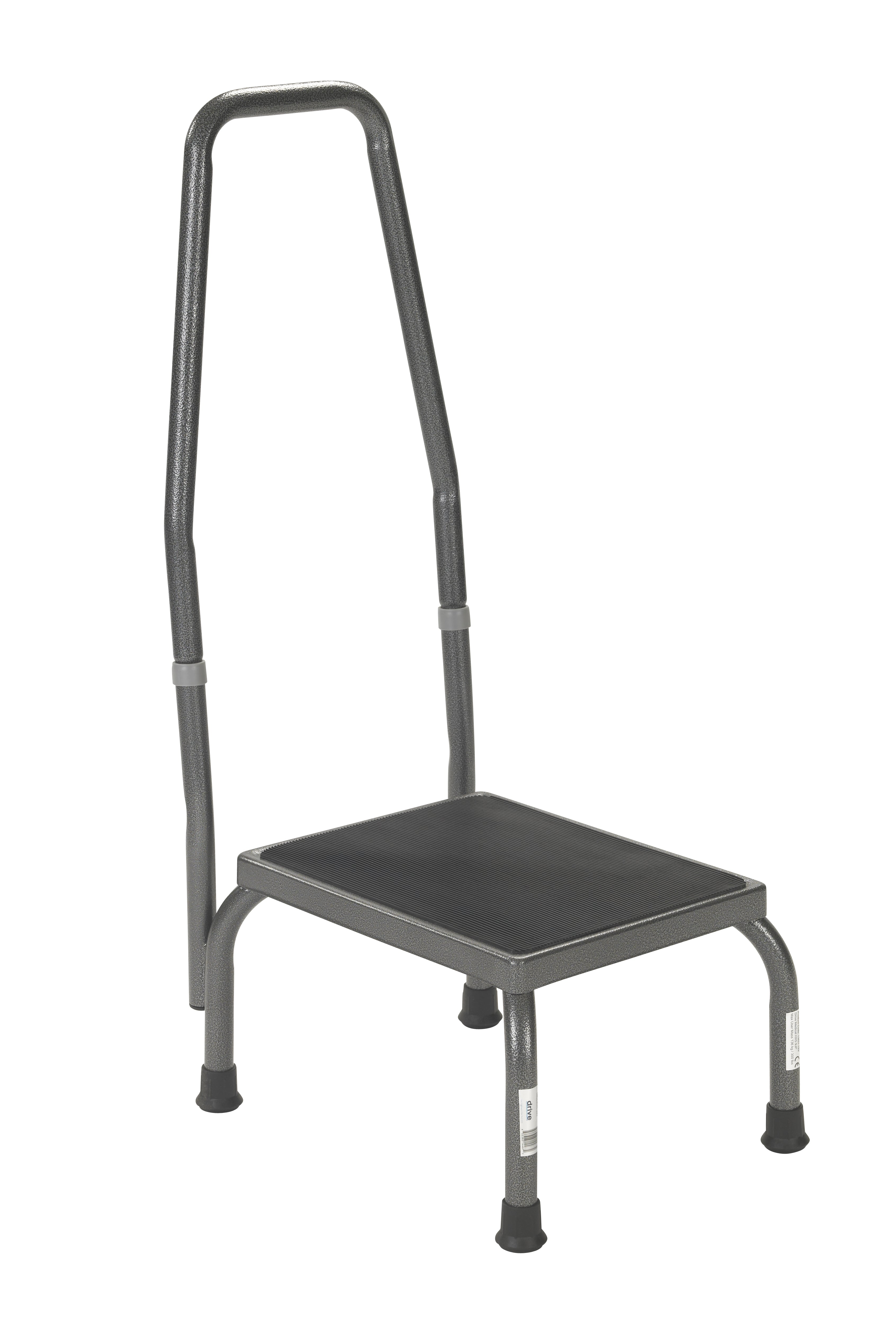 Footstool with Non-Skid Rubber Platform and Handrail
