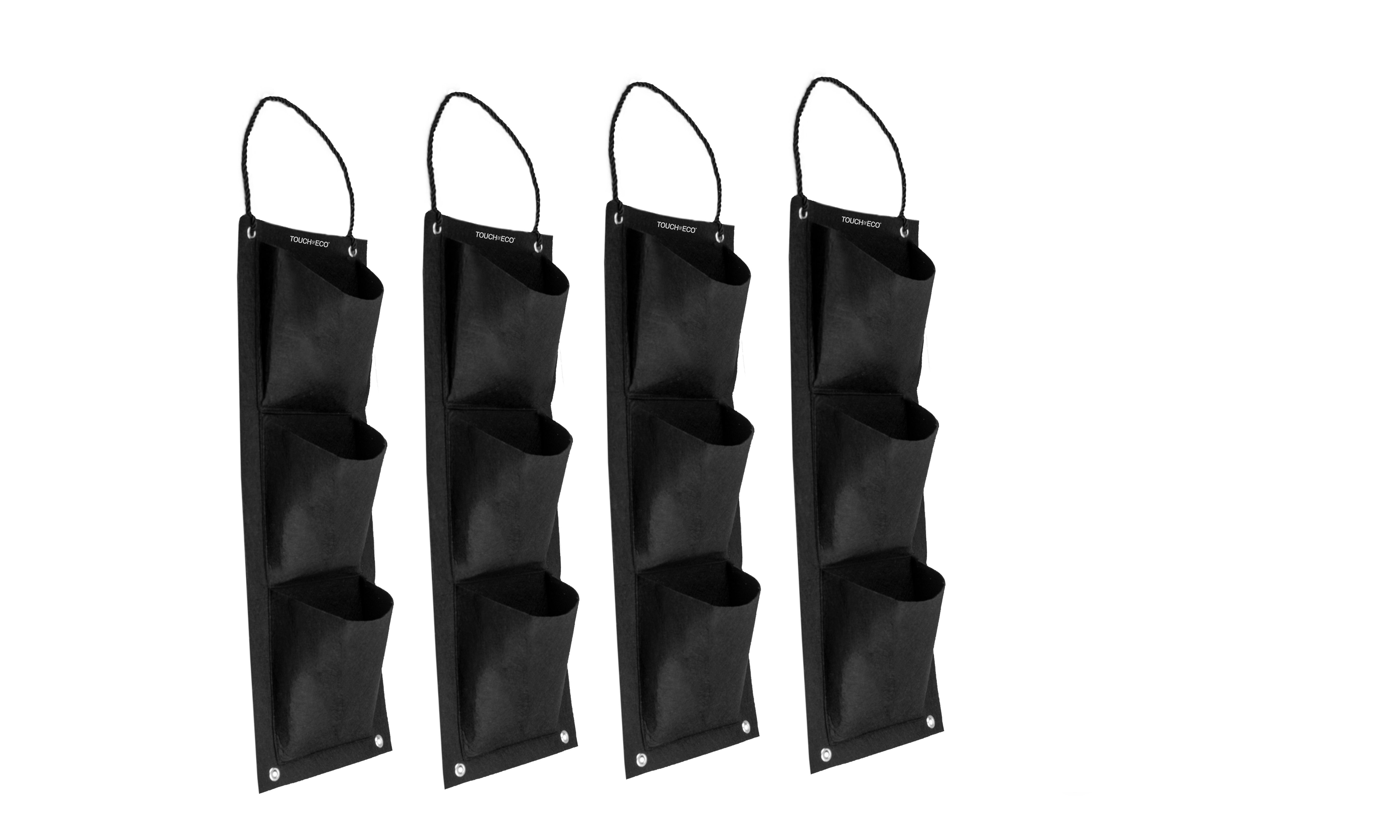Eco-Friendly 3-Pocket Hanging Garden Planter Bag (2-, 4-, or 6-Pack) - Hanging Garden Planter Bag - 4 Pk
