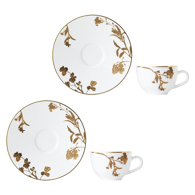 Bernardaud Vegetal Or Espresso Cup & Saucer, Set of 2