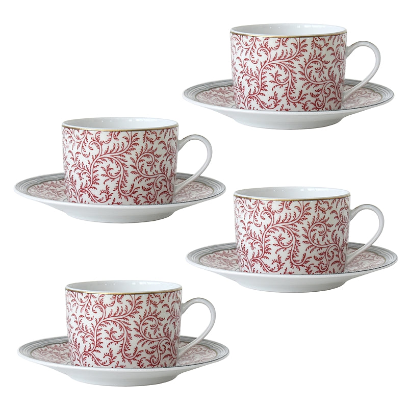 Bernardaud Braquenie Tea Cup & Saucer, Set of 4