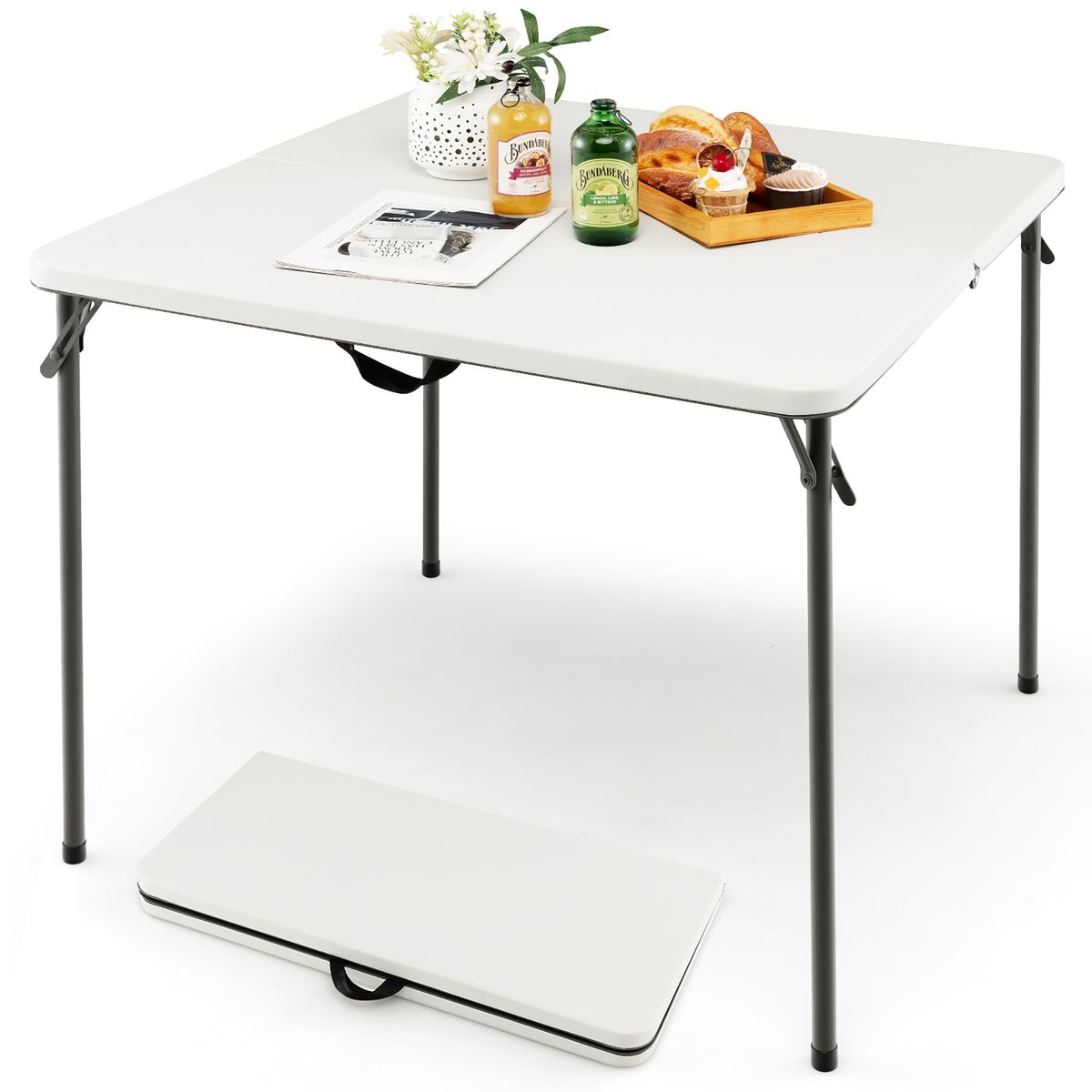 Folding Camping Table with All-Weather HDPE Tabletop & Rustproof Steel Frame - Camping Table -WH