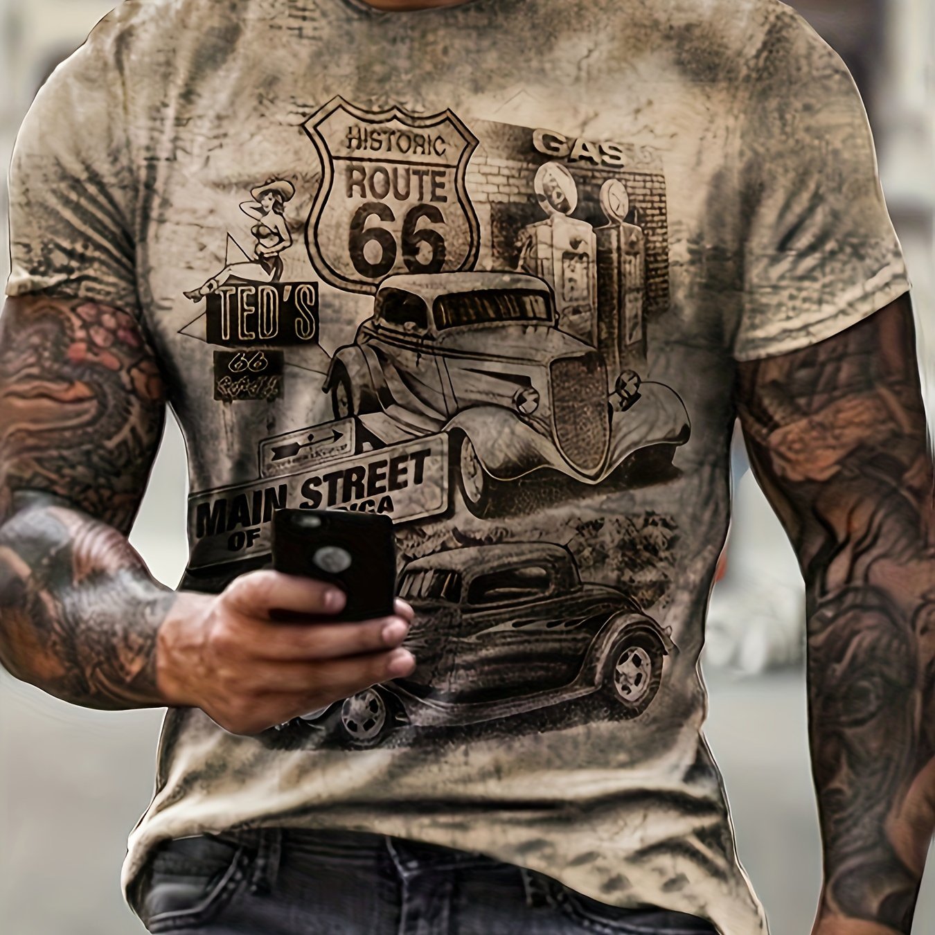 TEMU Men' Graphic T-shirt, Casual For Summer, Men's Short Sleeve Top For Daily Activities