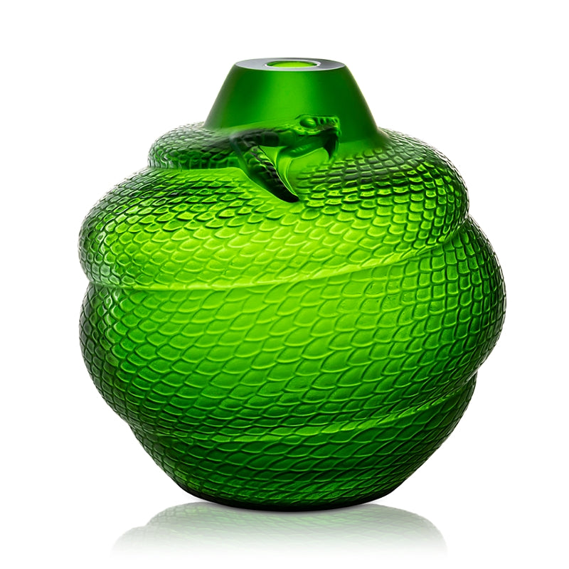 Lalique Serpent Vase, Amazon Green