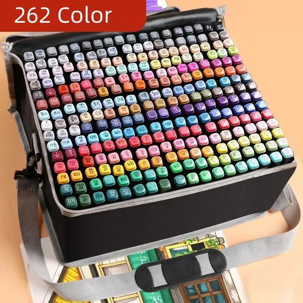 120168202262 Color Double Headed Markers Pen Set Alcohol Based Marker For Water Painting Manga Drawing School Art Supplies 231220