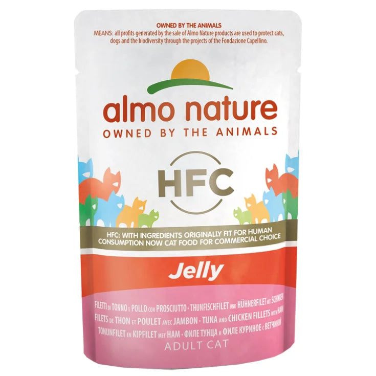 Almo nature HFC Gelé Tunfisk og Kyllingfilet med Skinke - 55GR