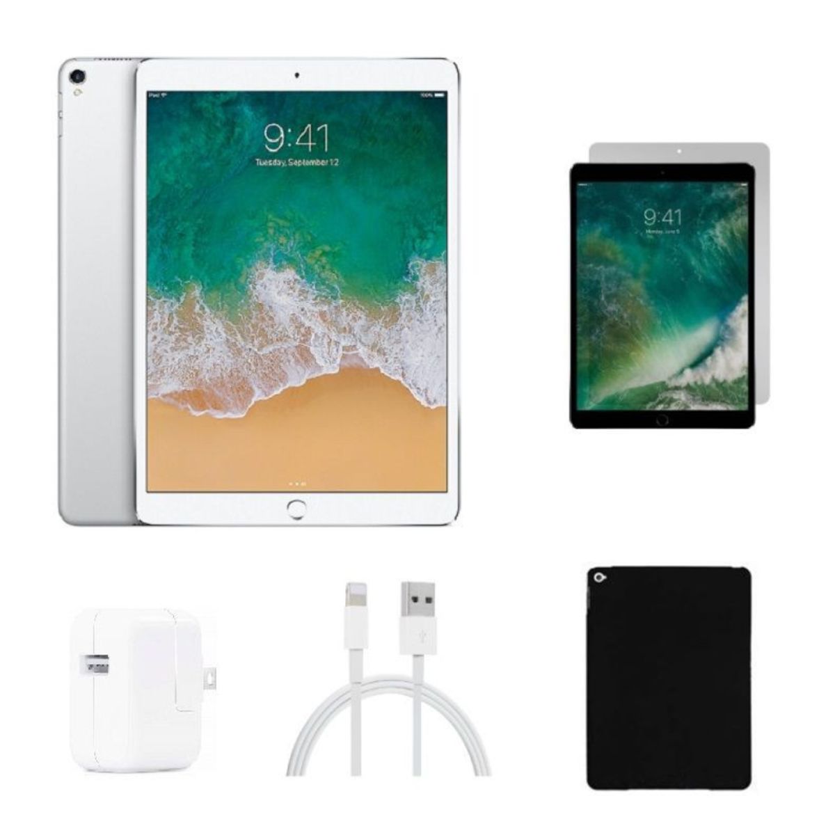 Apple® iPad Pro 10.5-Inch Bundle with Case, Charger & Screen Protector - 64GB (Silver - White) Wi-Fi Only
