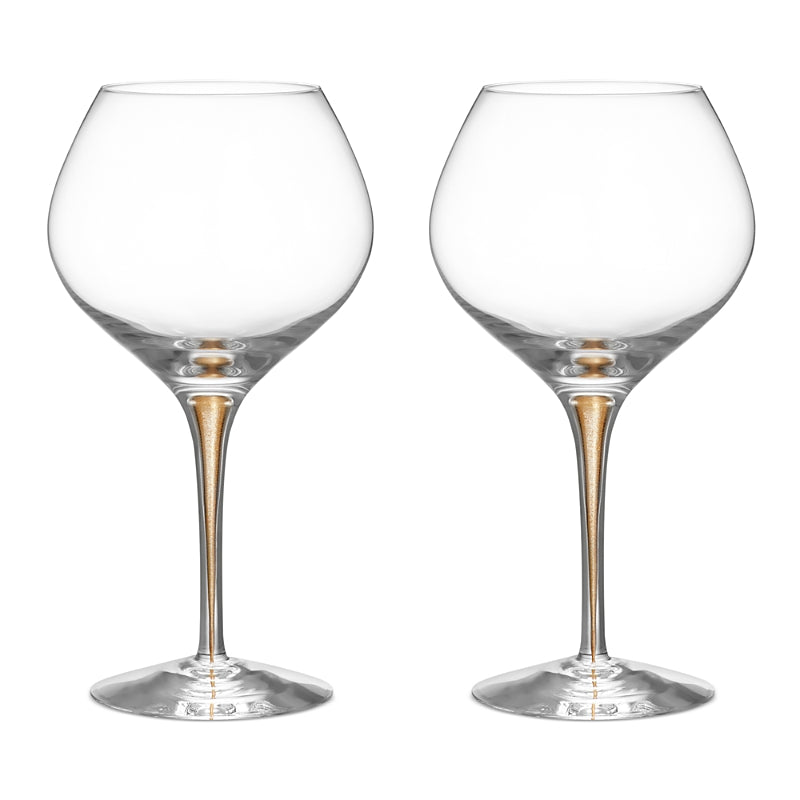 Orrefors Intermezzo Bouquet Gold Wine Glass, Set of 2 - Exclusive