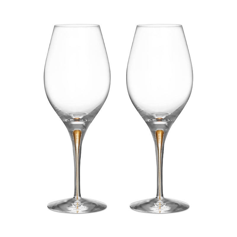 Orrefors Intermezzo Balance Gold Wine Glass, Set of 2 - Exclusive