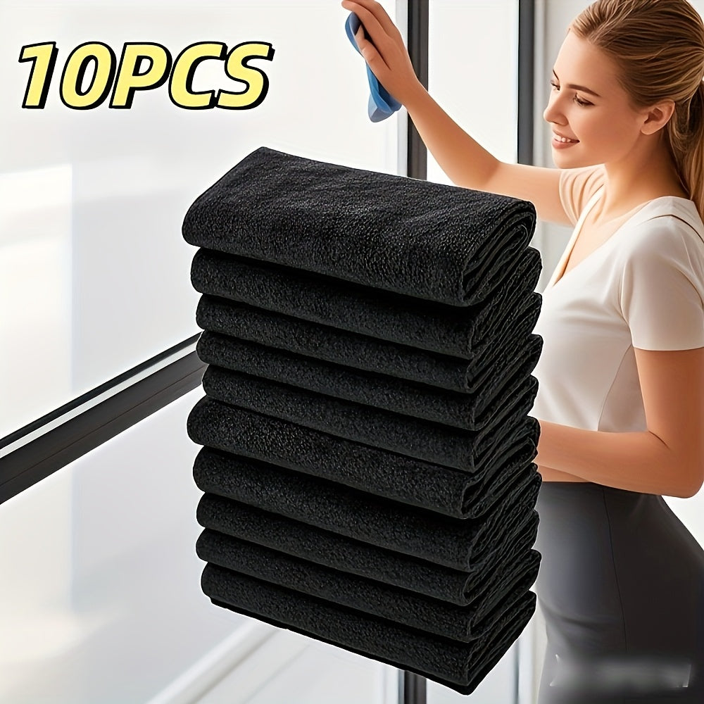 TEMU 10-pack Heavy-duty Cleaning Cloths - Thick Stackable Window, Glass, Mirror, Car, Kitchen, Bathroom Towels - No Residue, Quick-dry, Cloths For