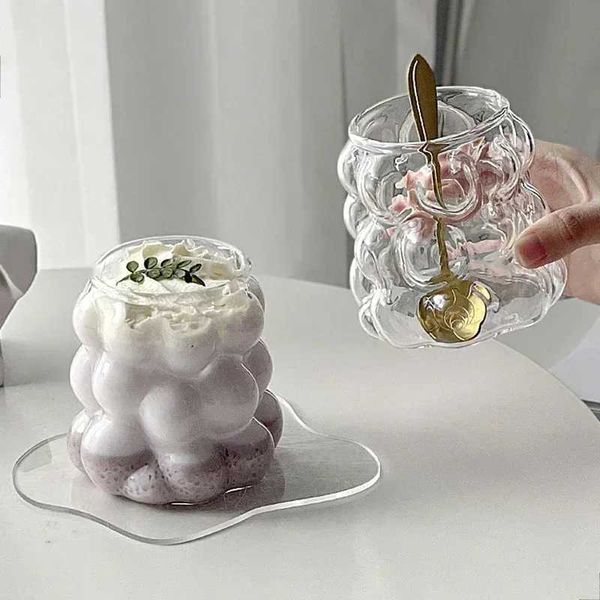 Creative grape shaped transparent glass cup with handle for drinking juice beer milk tea coffee cups CL240905
