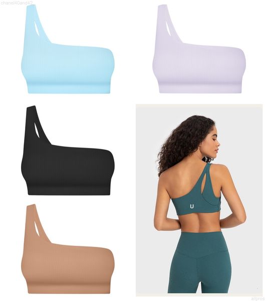 Women Draw Ribbed Fashion Yoga Bra Single Strap Sports Bra Hollowed-out Back Fitness Underwear New Arrivals