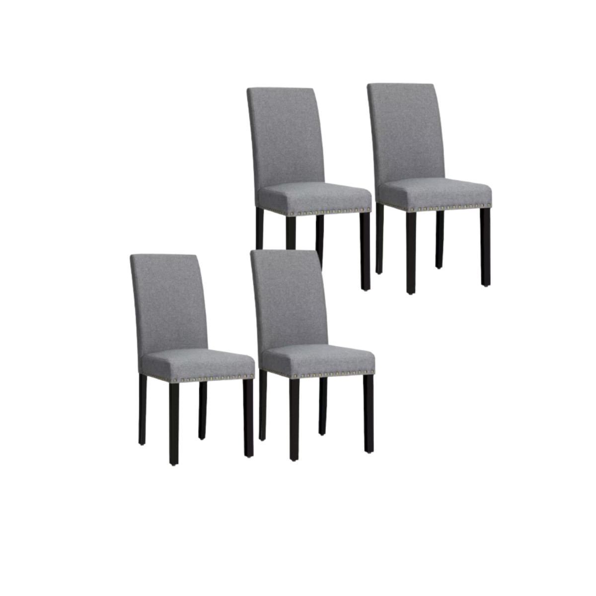 Costway Fabric Dining Chairs with Nailhead Trim (Set of 4) - Dining Chairs Light Grey