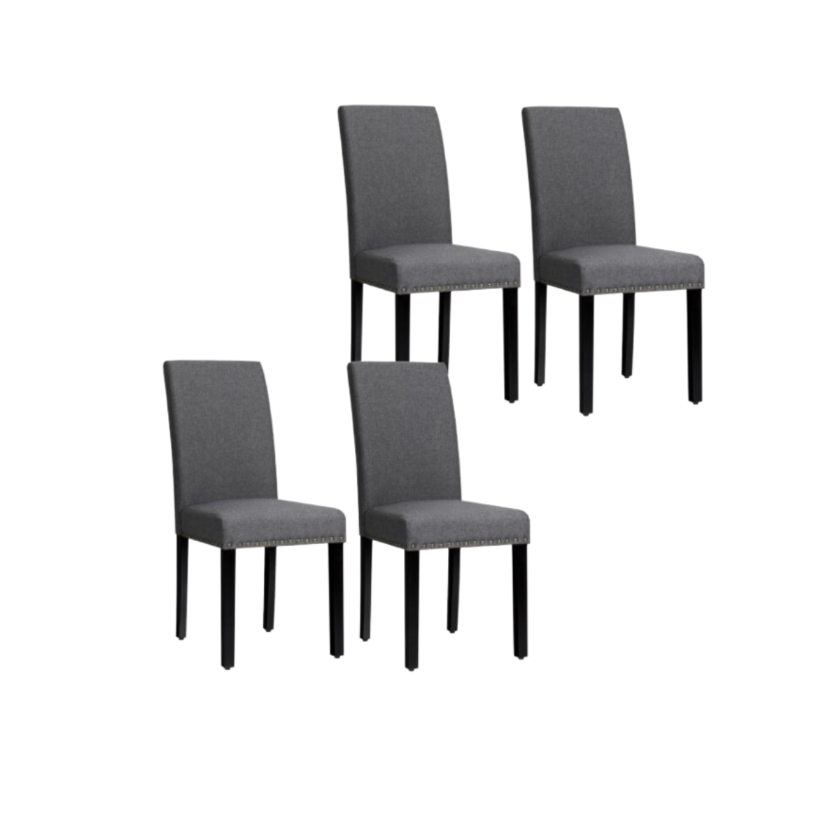 Costway Fabric Dining Chairs with Nailhead Trim (Set of 4) - Dining Chairs Dark Grey