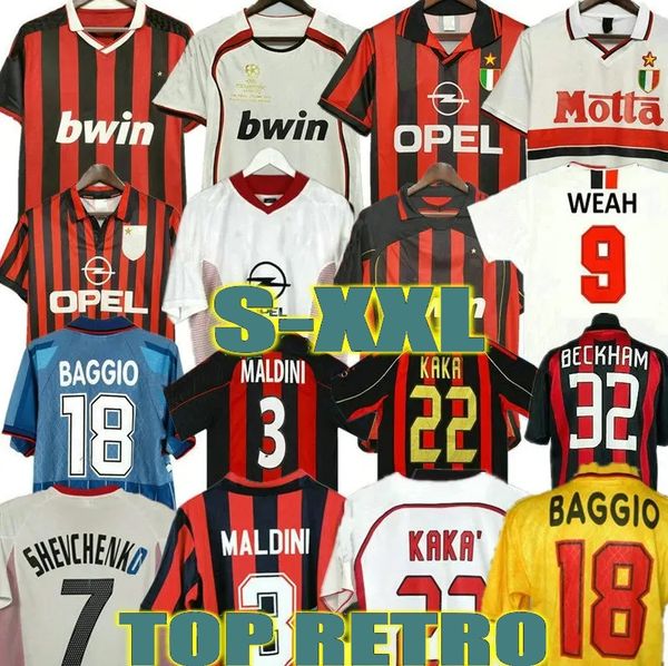 KAKA 90 91 Retro SOCCER JERSEYS home shirts 96 97 Gullit 02 03 04 Maldini Van Basten Vintage AC Football Shirt RONALDO Inzaghi 06 07 09 10 S