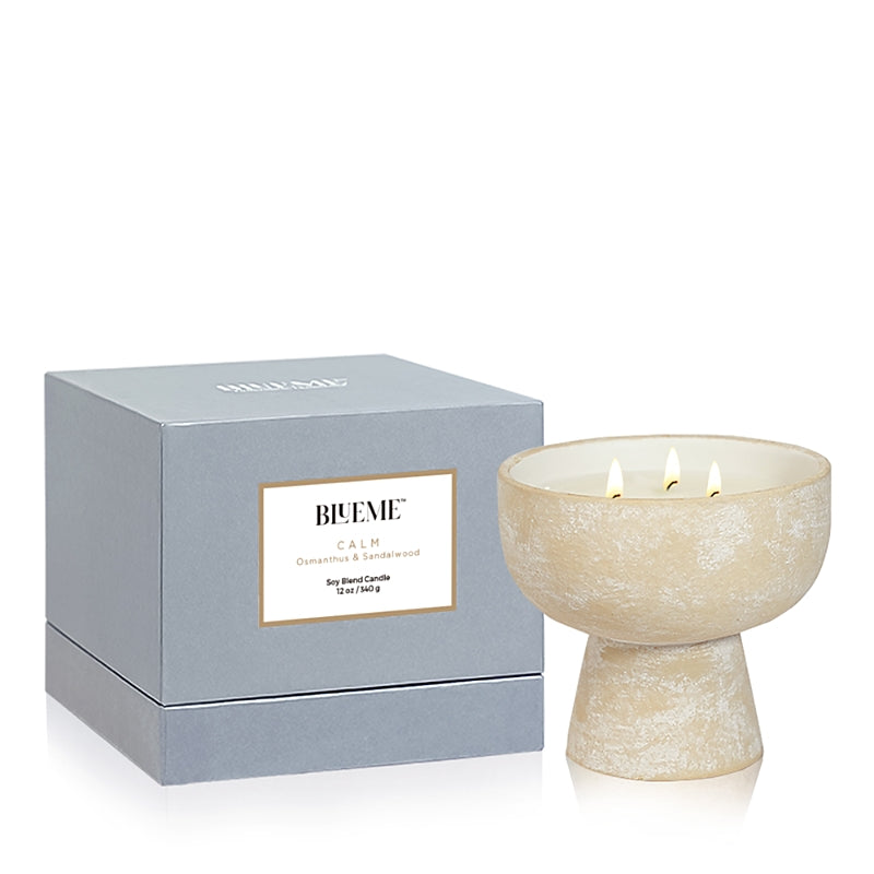 Blueme Calm Osmanthus & Sandalwood Medium Ceramic Candle, 12 oz.