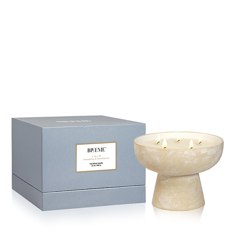 Blueme Calm Osmanthus & Sandalwood Large Ceramic Candle, 24 oz.