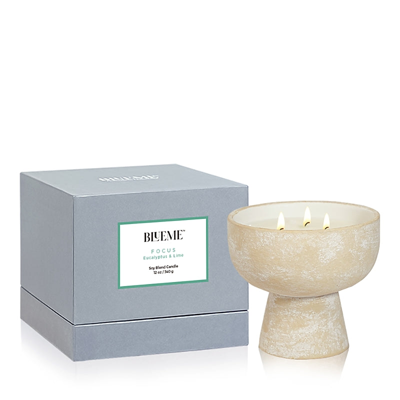 Blueme Focus Eucalyptus & Lime Medium Ceramic Candle, 12 oz.