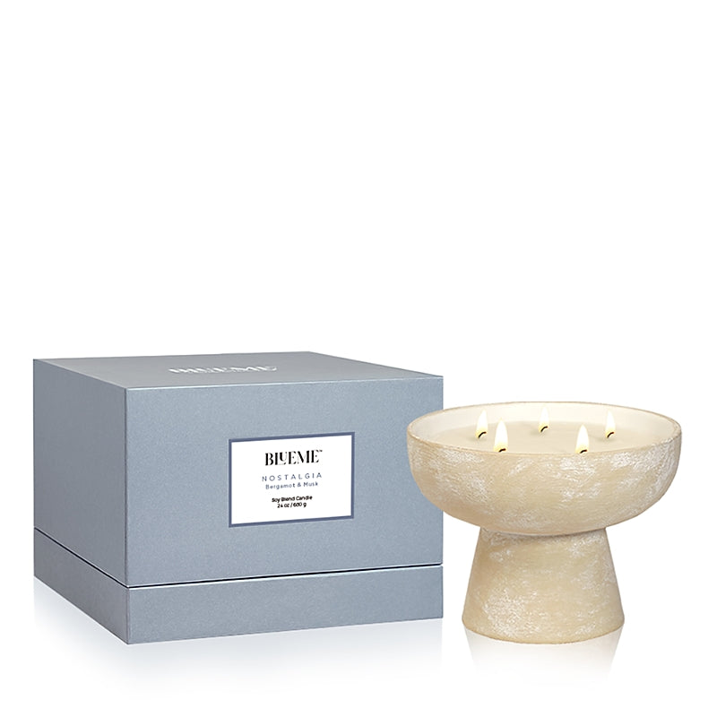 Blueme Nostalgia Bergamot & Musk Large Ceramic Candle, 24 oz.
