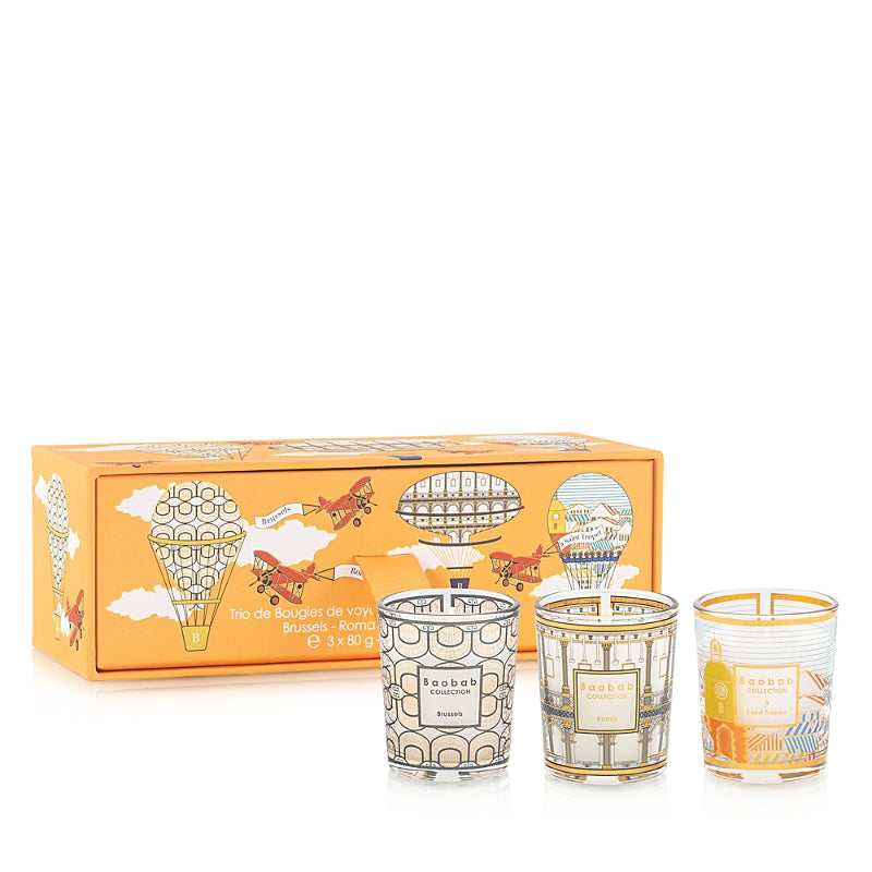 Baobab Collection Trio of Travel Candles: Brussels-Roma-Saint Tropez