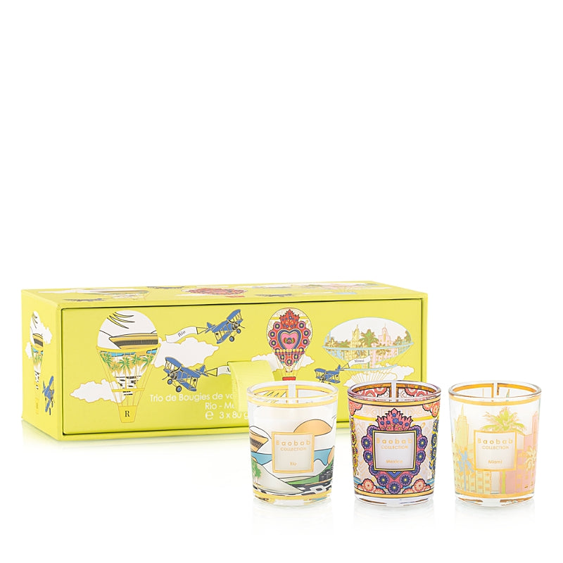 Baobab Collection Trio of Travel Candles: Rio-Mexico-Miami