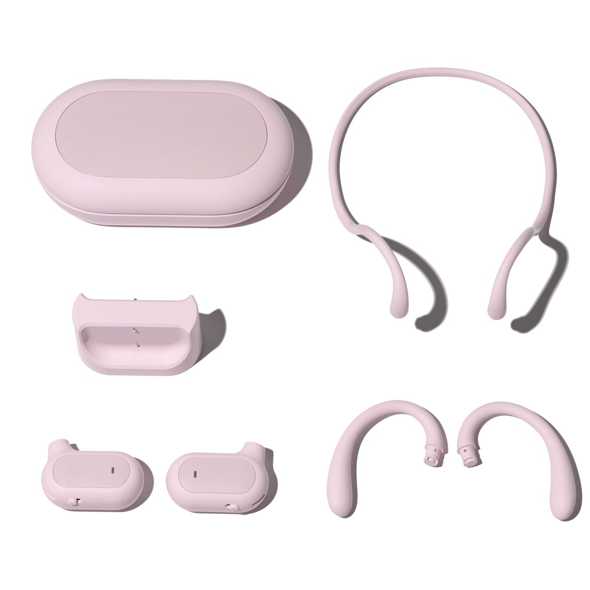 Wireless Earbuds with Interchangeable Neckband and Earhook  - Pink