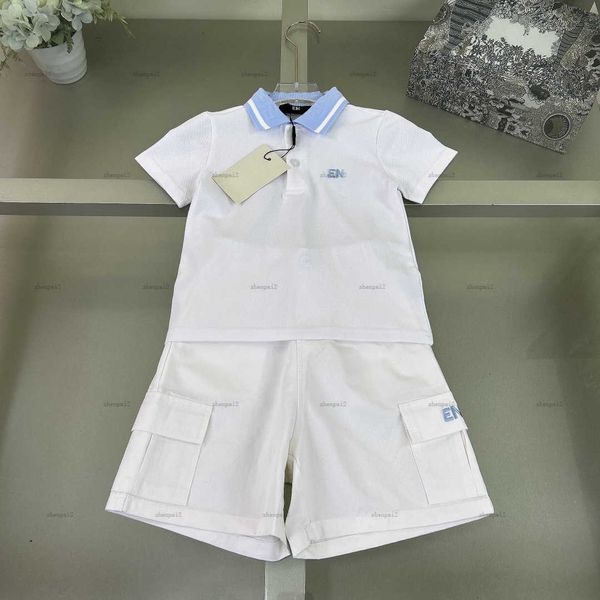 Luxury baby T-shirt set Summer two-piece tracksuits kids designer clothes Blue embroidery logo Short sleeved POLO shirt and shorts