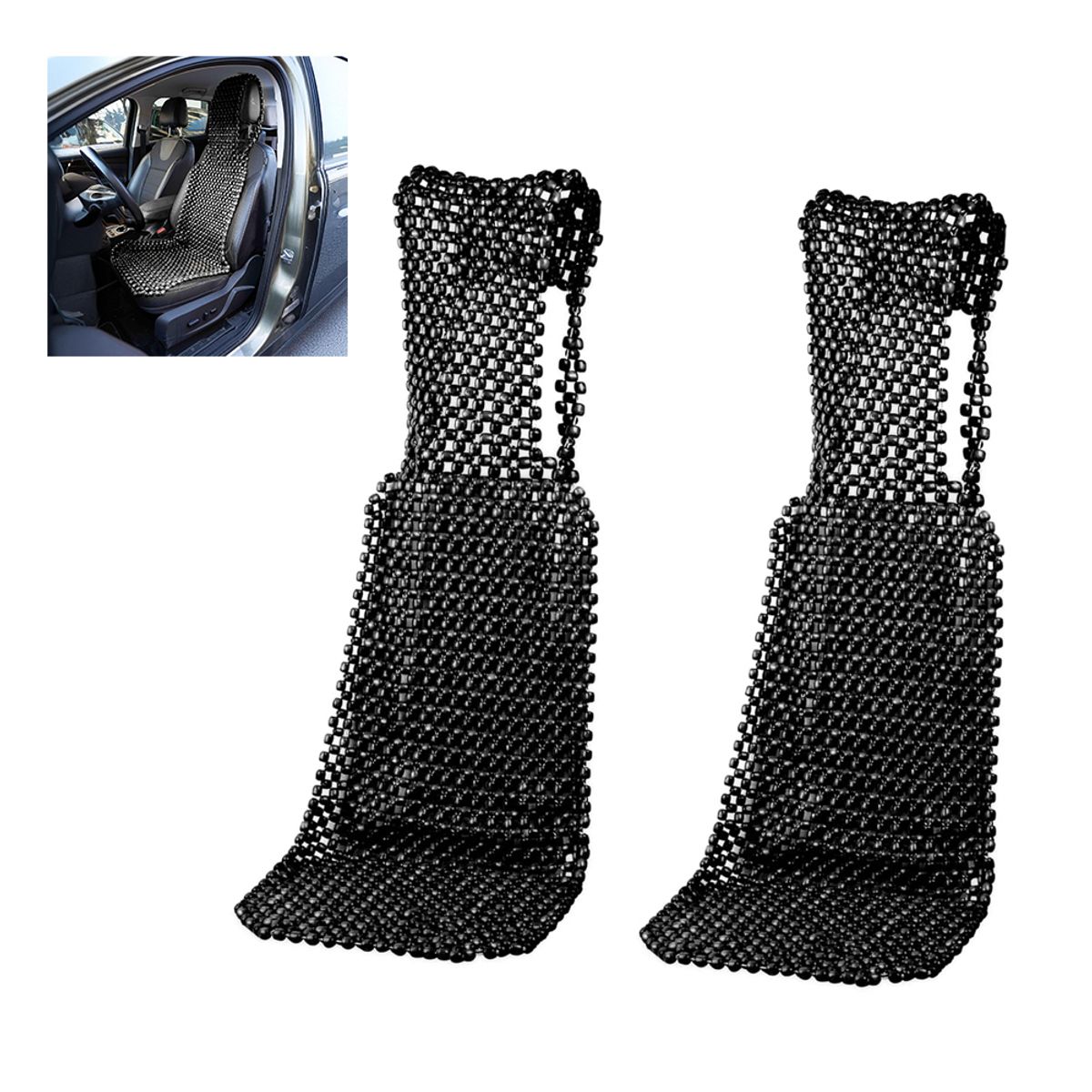 Zone Tech Beaded Seat Cover (1- or 2-Pack) - Beaded Seat Cover for Cars- Black