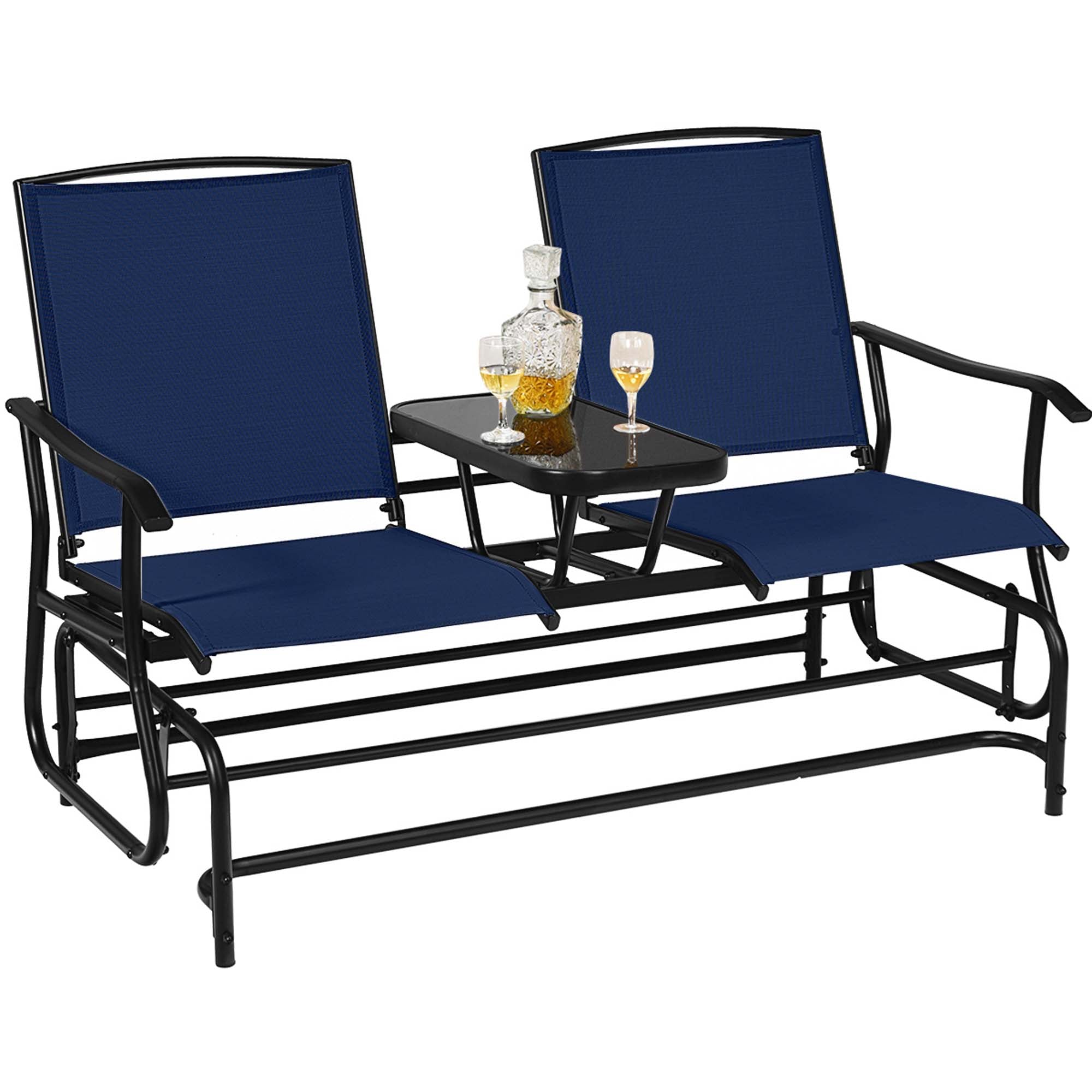2-Person Double Patio Glider - Glider Chair-Navy