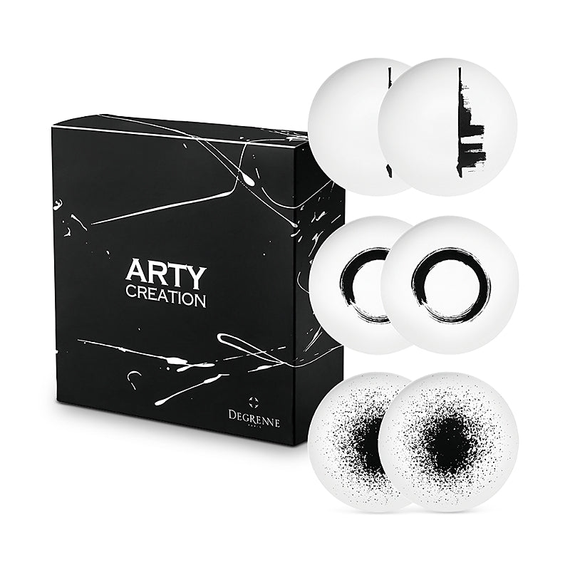 Degrenne Paris Arty Creation Gift Boxed Round Plates, Set of 6