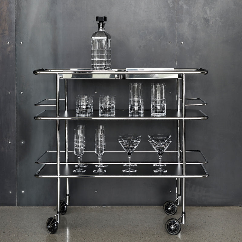 Orrefors 53 Piece Street Bar Cart and Glassware Set
