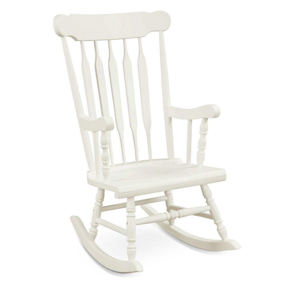 Glossy Finish Wooden Rocking Chairs (Set of 2) - White