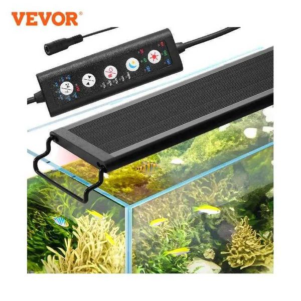 VEVOR Aquarium Light Full Spectrum Fish Tank Light with Natural Mode Adjustable Timer 5-Level Brightness Extendable BracketsLX241107