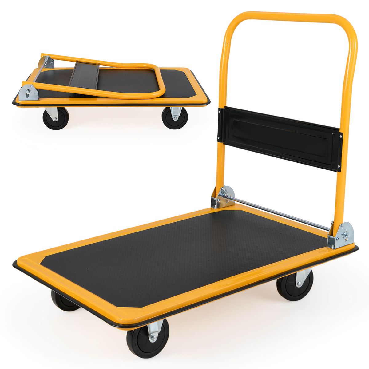 330- or 660-Pound Capacity Platform Push Cart Dolly - Medium- Yellow