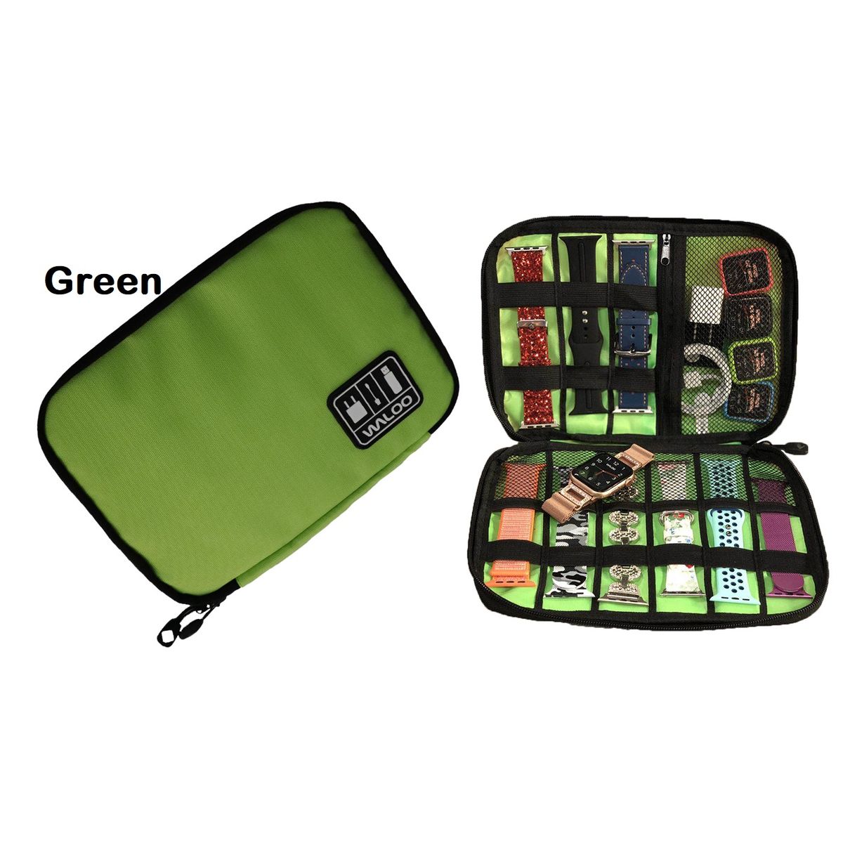 Portable Travel Bag for Cellphone and Electronics Accessories - Green