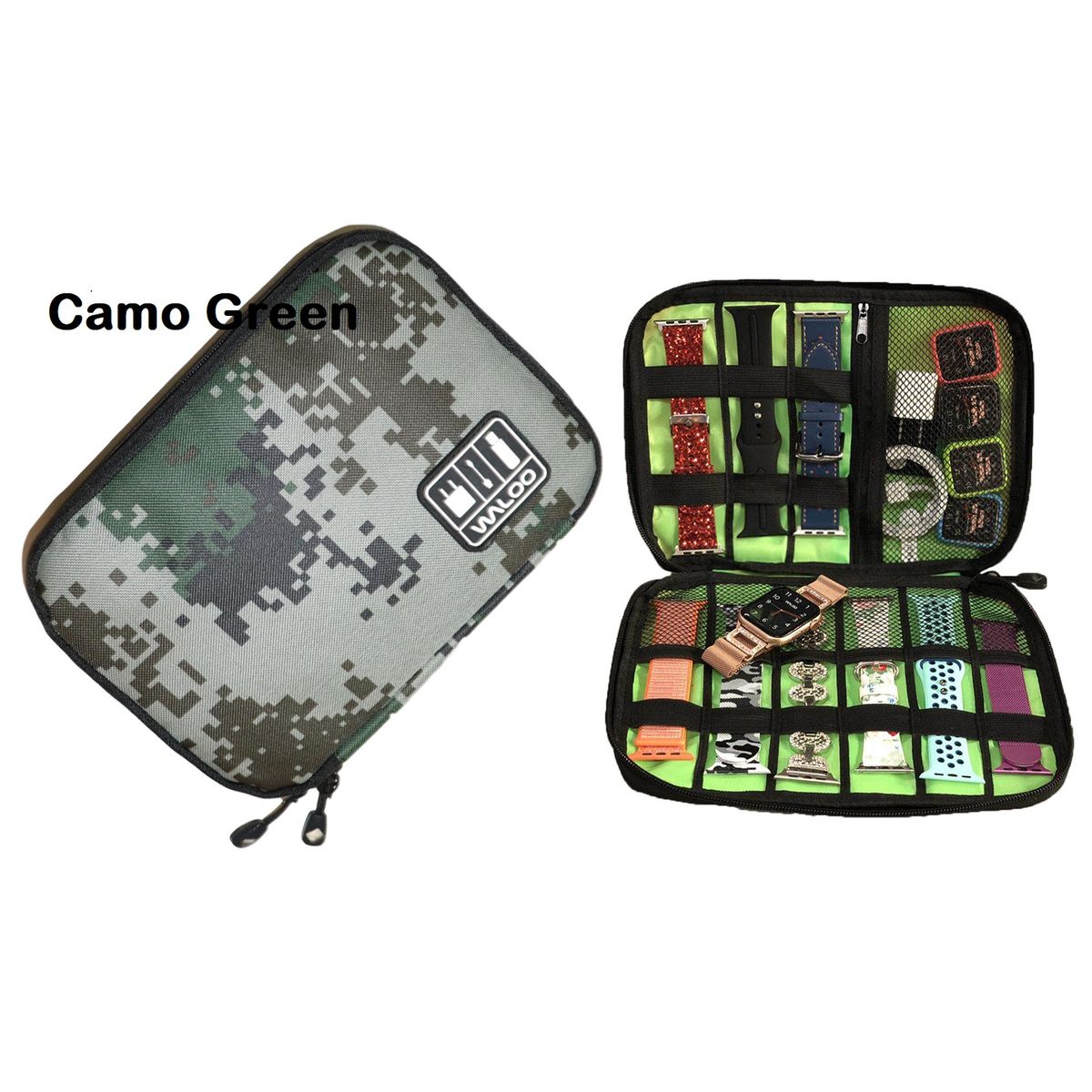 Portable Travel Bag for Cellphone and Electronics Accessories - Camo-Green