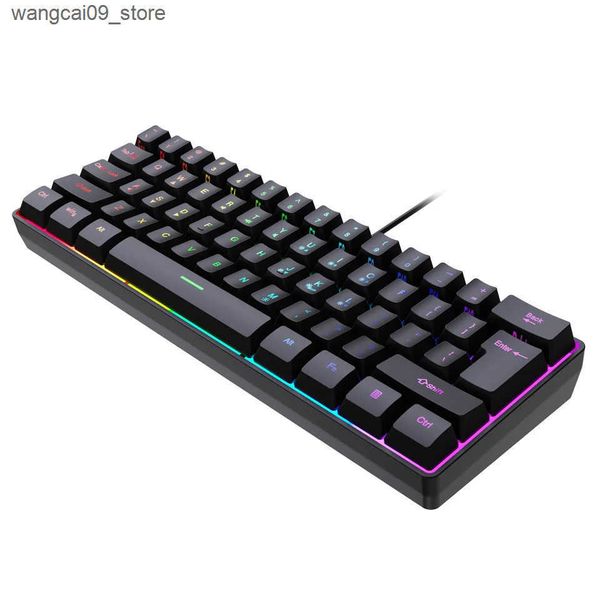 Keyboards 61 Keys RGB Backlit 60% Wired Gaming Keyboard Ergonomic Waterproof Mini Compact 60 Percent Mechanical Feeling Keyboard for PC J241