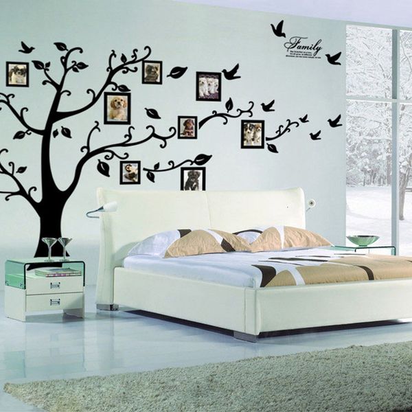 Wallpapers Large 250*180cm-99*71in Black 3D DIY Po Tree PVC Wall Decals-Adhesive Family Wall Stickers Mural Art Home Decor Free Shipping 230