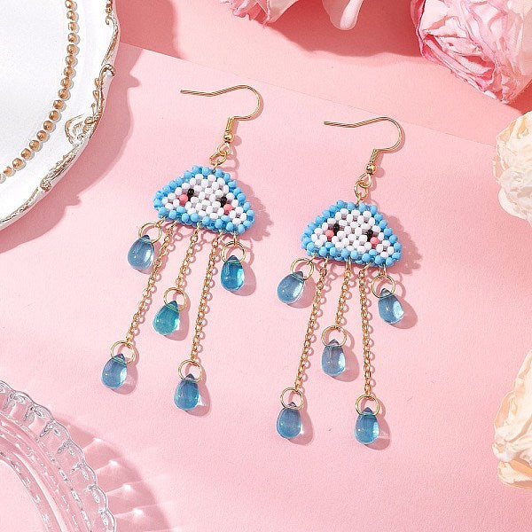 Boucles d'oreilles pendantes en acier inoxydable 304 en forme de nuage et de larme