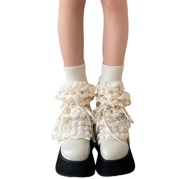 Xingqing Fairy Grunge Leg Warmer 2000s Women Aesthetic Bubble Knee High Socks Cute Kawaii Lolita Boot Cuffs Cover for Streetwear