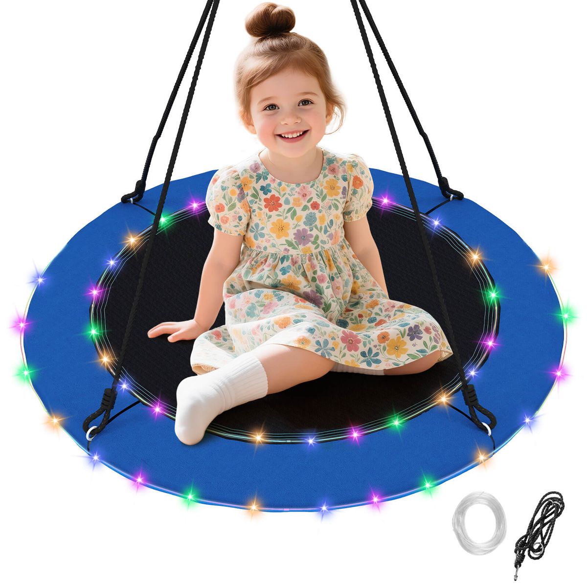 40'' Saucer Tree Swing LED Lights  - Swing Lights Blue