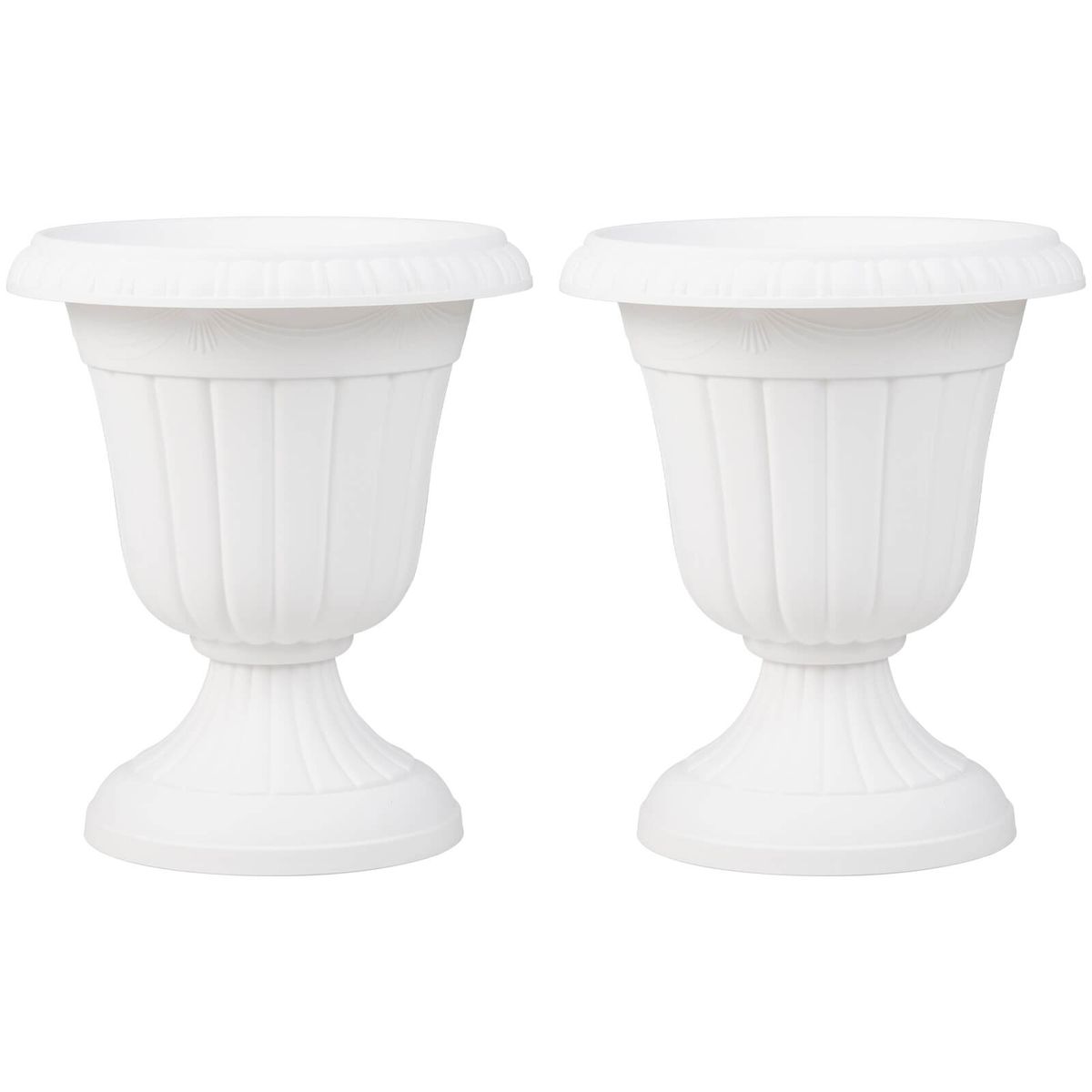 18" Tall Vintage Planter Set with Pedestal Base (2- or 4-Piece) - White, 2-Piece
