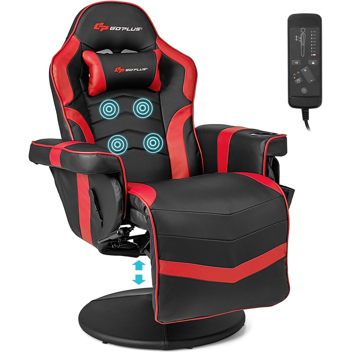 Massage Video Gaming Recliner Chair with Adjustable Height - Massage Gaming Chair RE