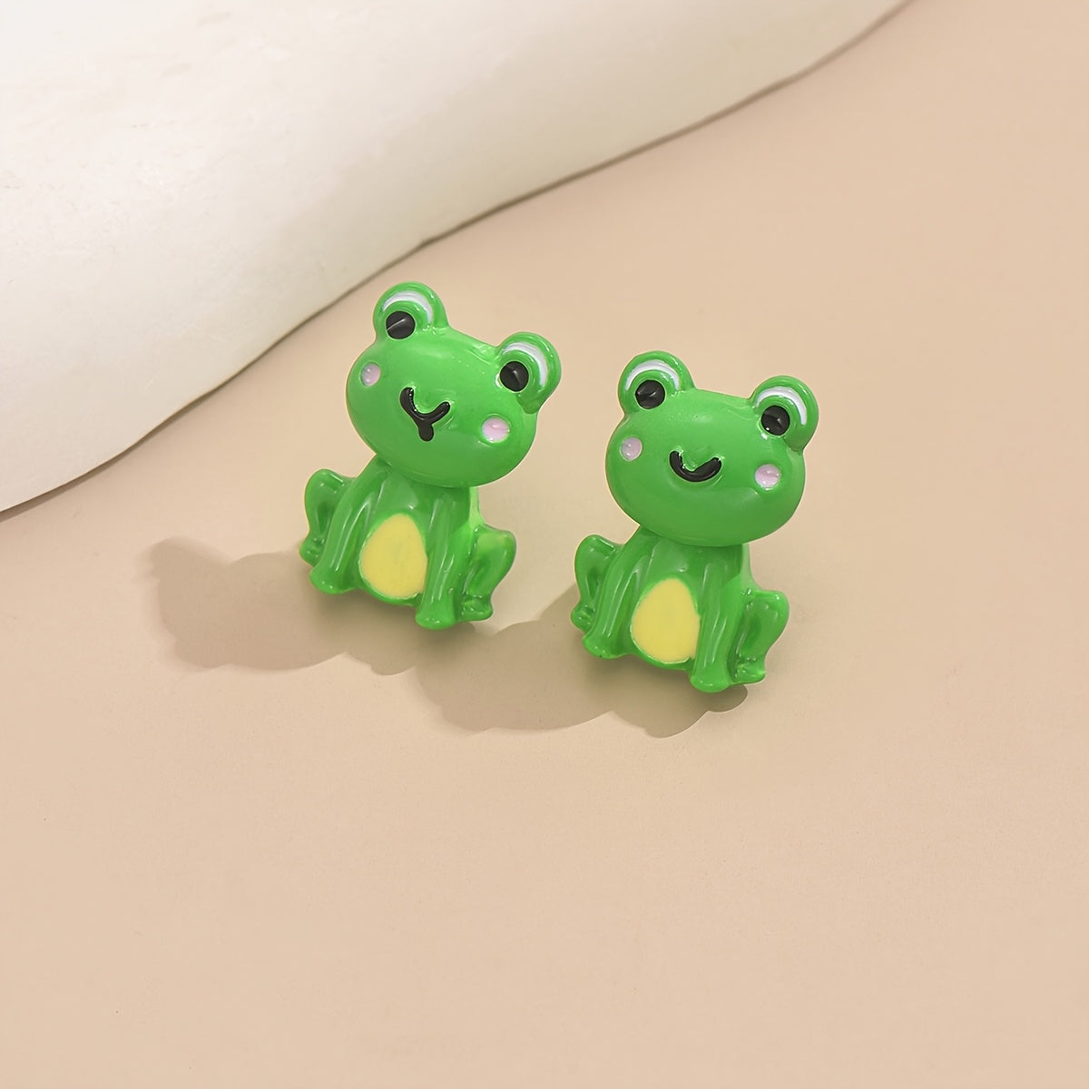 TEMU Cute Frog Earrings - Retro Minimalist Animal Studs With Green , Durable Alloy & Iron Posts For Casual Attire, Parties, Everyday Earrings|