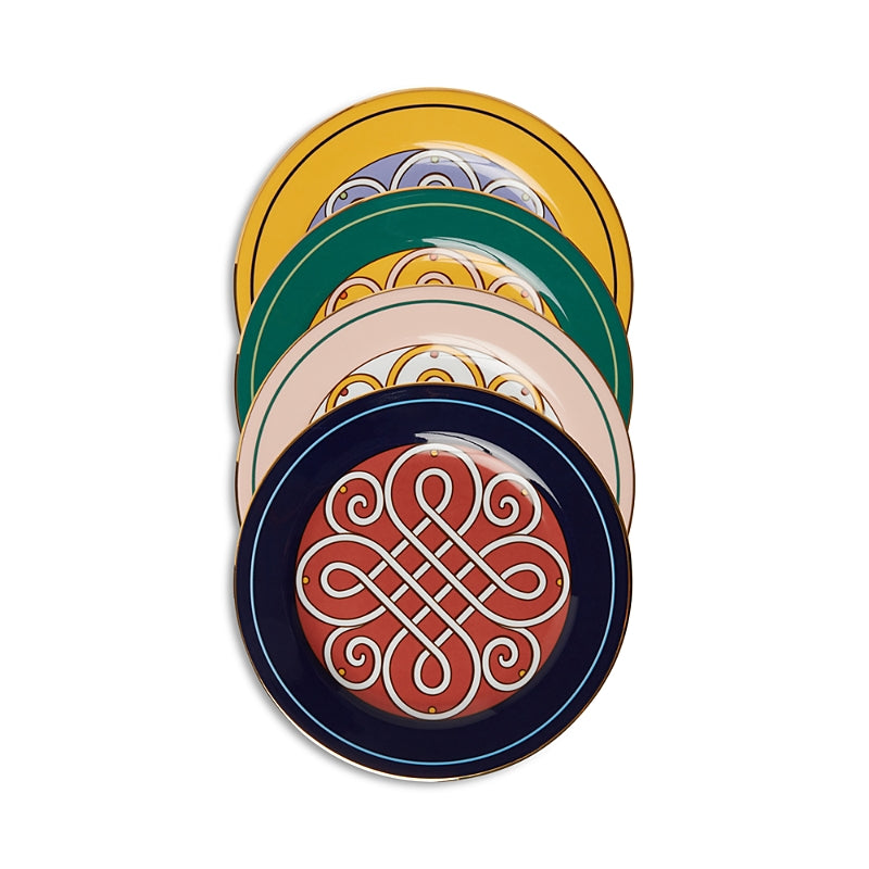 La DoubleJ Cortile Print Dessert Plates, Mixed Set of 4