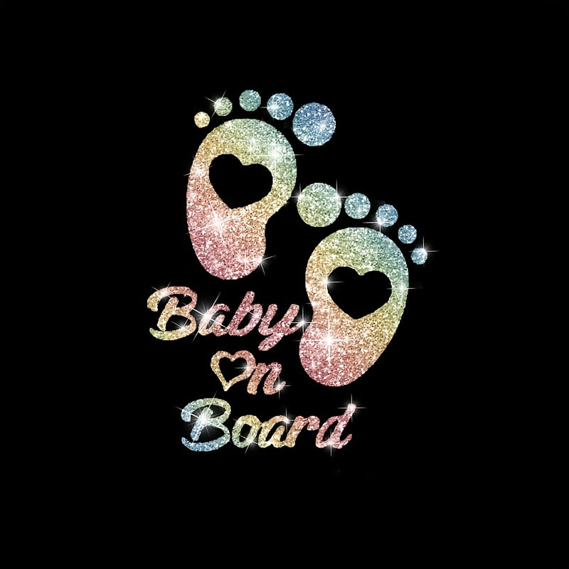 TEMU Reflective Footprint Sticker, Sparkling Vinyl Safety Warning Decal For Truck Windows And Bumpers