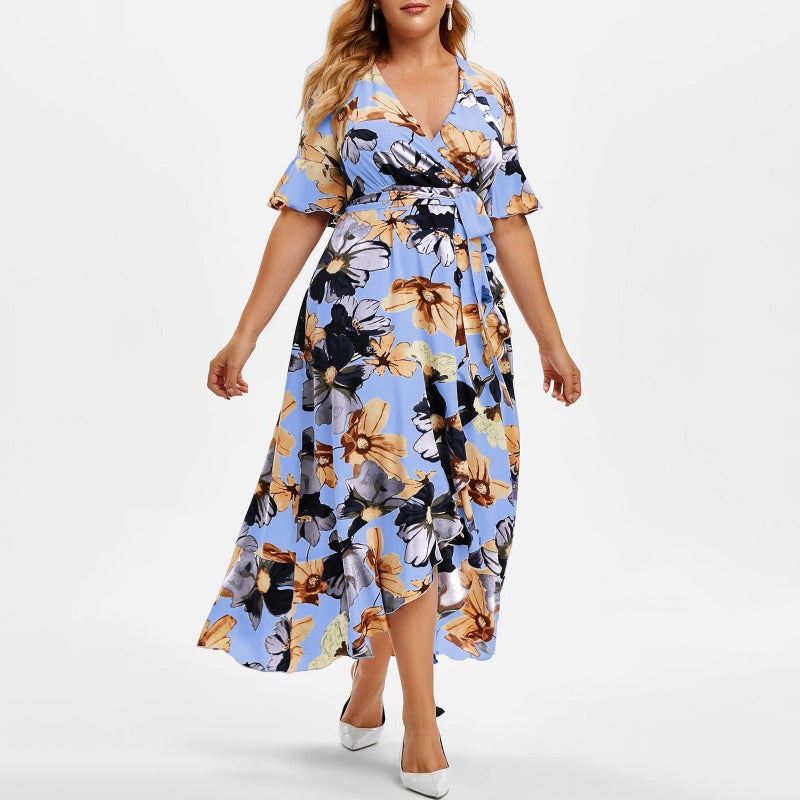 (26) Plus Size Casual Fishtail Swing Dress